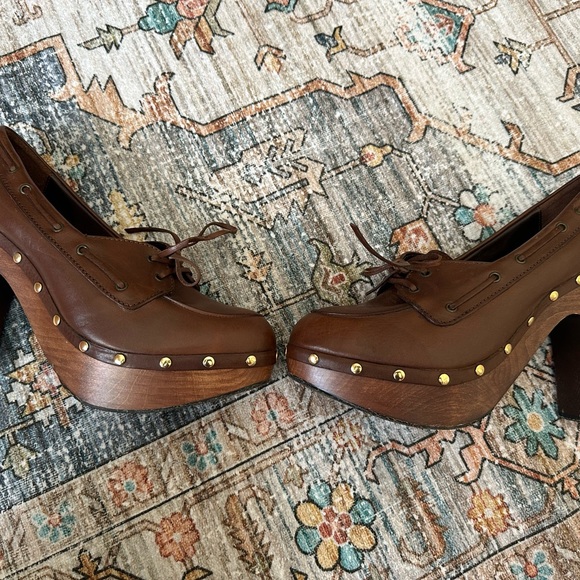 Ralph Lauren Purple Label Brown Mules with Gold Studs - Picture 7 of 9